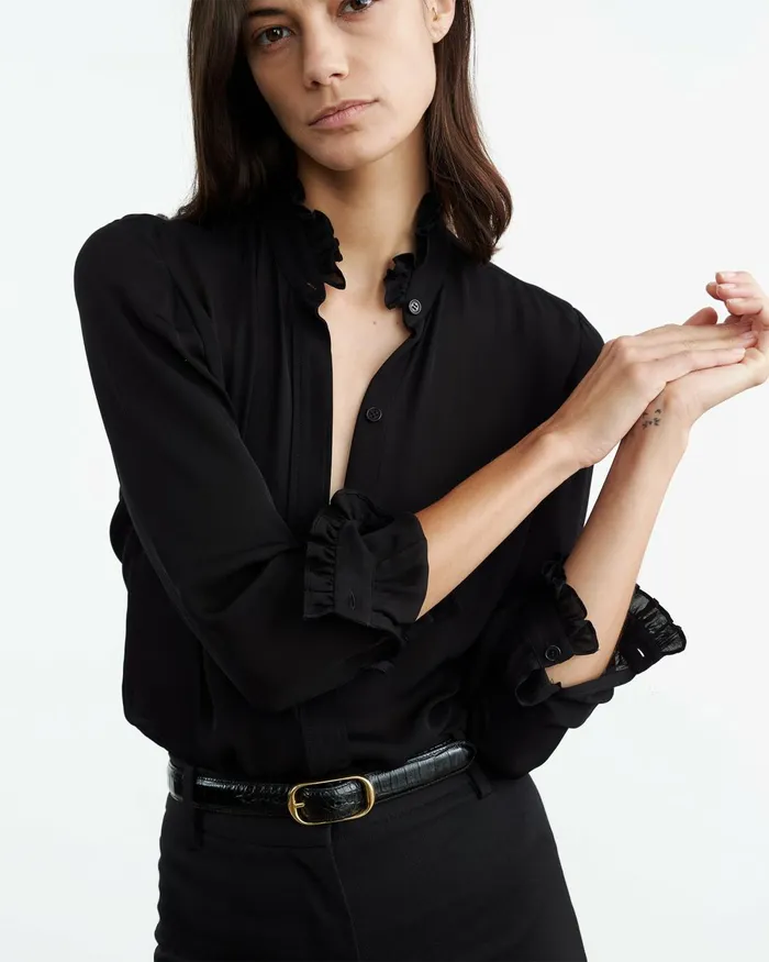 Women Tops Nili Lotan ORIN SHIRT Ivory