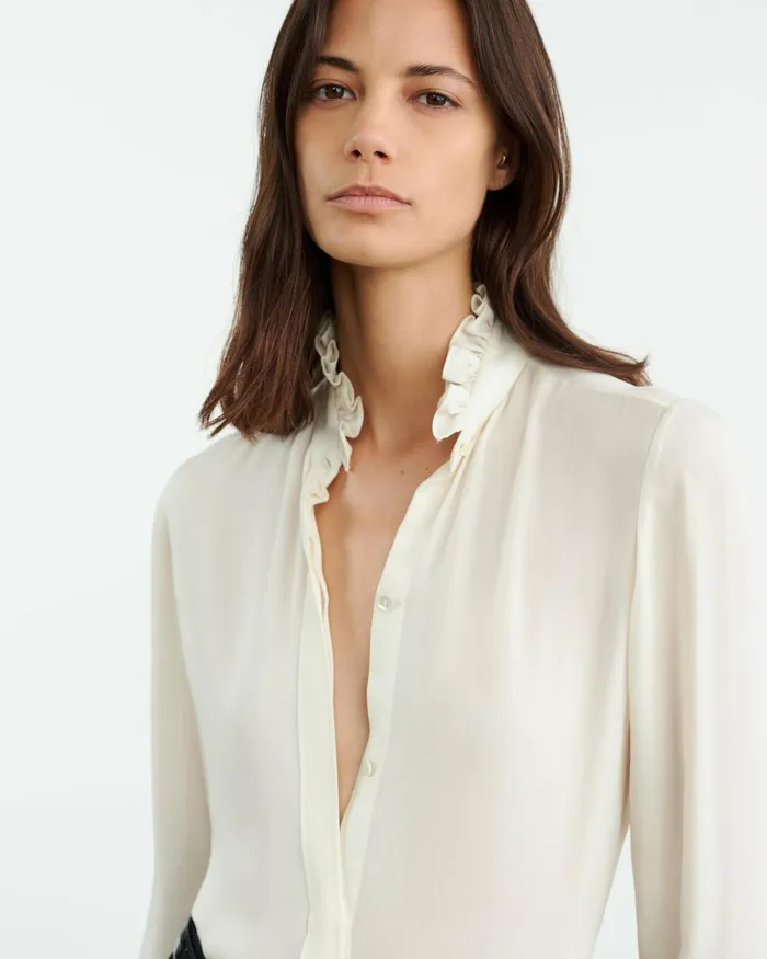 Women Tops Nili Lotan ORIN SHIRT Ivory