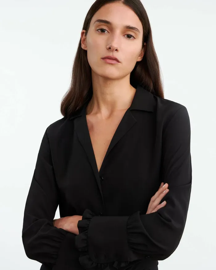 Women Tops Nili Lotan PAULINE SILK SHIRT Black