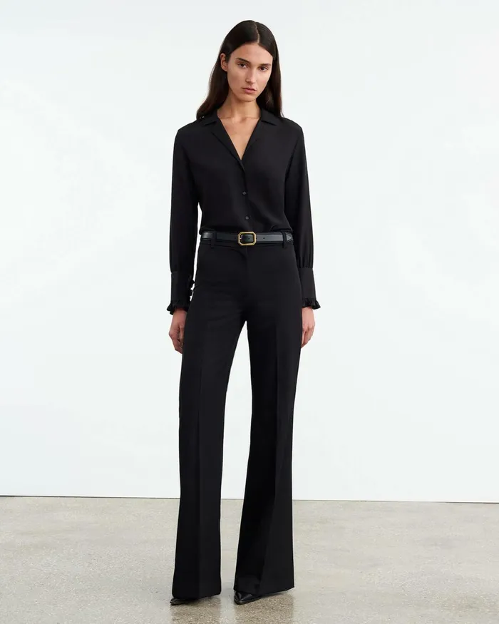 Women Tops Nili Lotan PAULINE SILK SHIRT Black