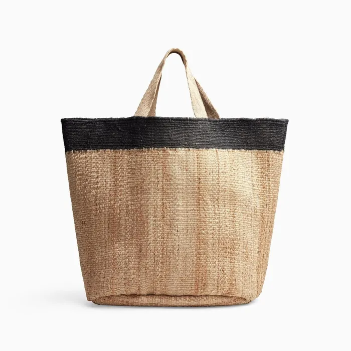 Women Tote Bags James Perse Playa Tipped Large Hemp Tote Naturalblack