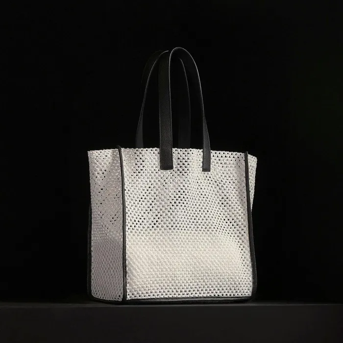Women Tote Bags James Perse Raffia Tote White Sand