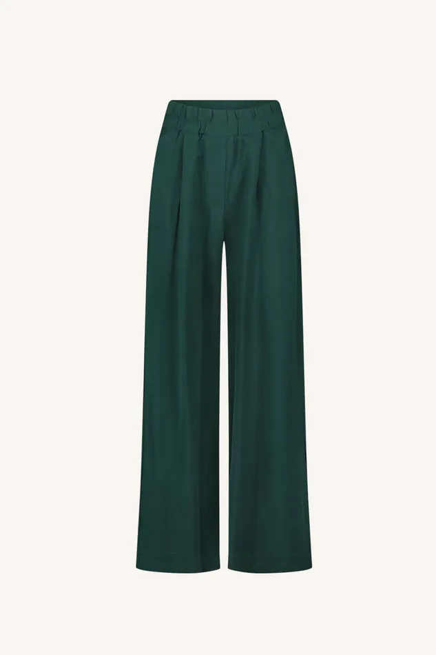 Women Trousers Bybar Benji Satin Stripe Pants Dark Pine