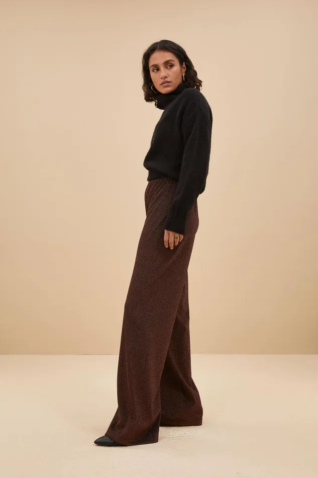 Women Trousers Bybar Lissa Sparkle Pants Copper