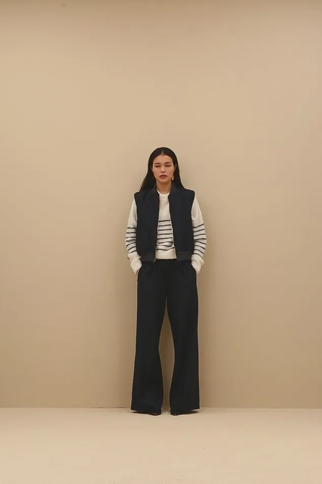 Women Trousers Bybar Neal Pinstripe Pants Midnight