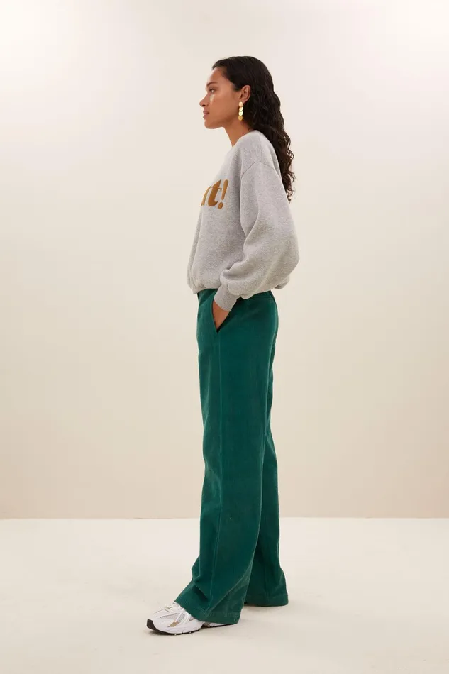 Women Trousers Bybar Odin Cord Pants Evergreen
