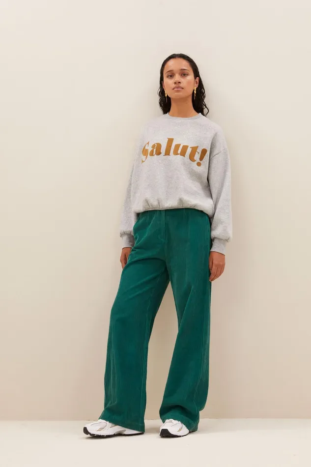 Women Trousers Bybar Odin Cord Pants Evergreen