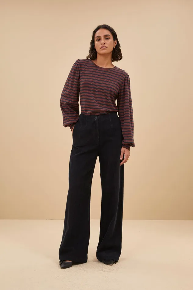 Women Trousers Bybar Odin Cord Pants Midnight