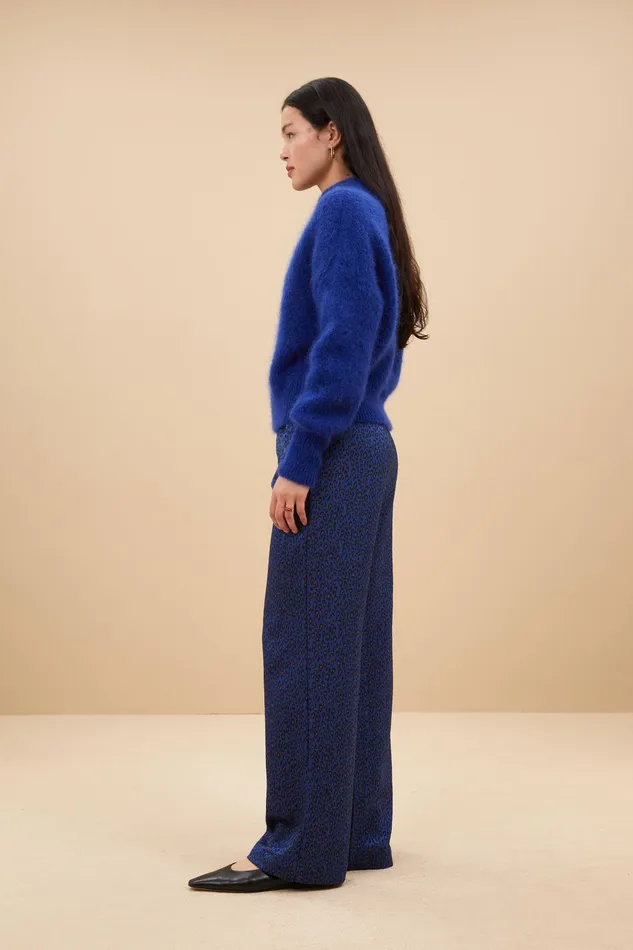 Women Trousers Bybar Robyn Blue Cheetah Pants Blue Cheetah Print