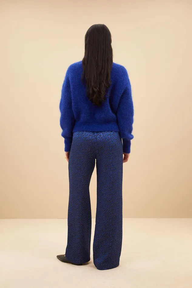 Women Trousers Bybar Robyn Blue Cheetah Pants Blue Cheetah Print