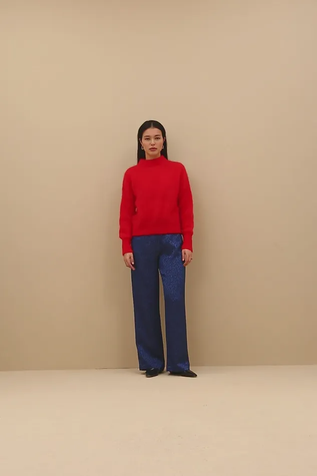 Women Trousers Bybar Robyn Blue Cheetah Pants Blue Cheetah Print