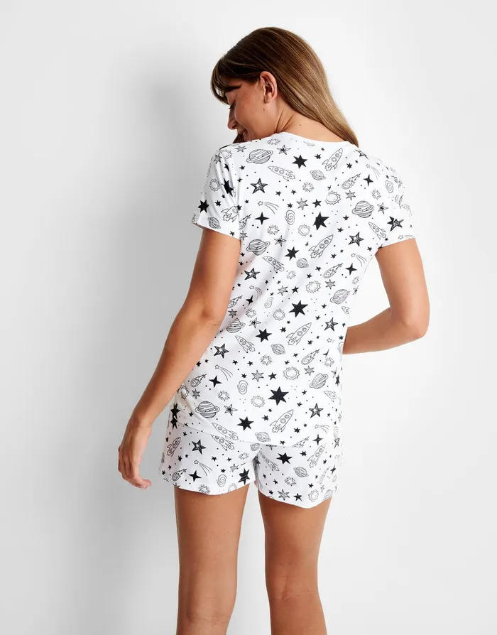 Women White Rocket Print Loungewear 2Piece Set White Threadbare Loungewear Women White Rocket Print Loungewear 2Piece Set White Threadbare Loungewear
