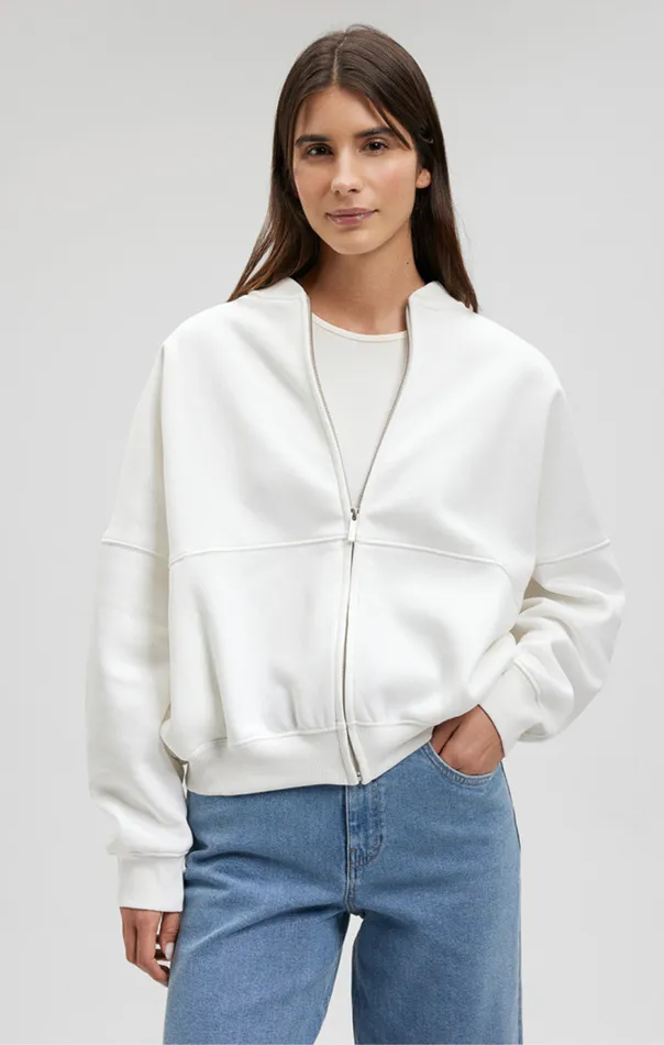 Women ZipUp Jacket In Antique White Mavi Jeans Loungewear