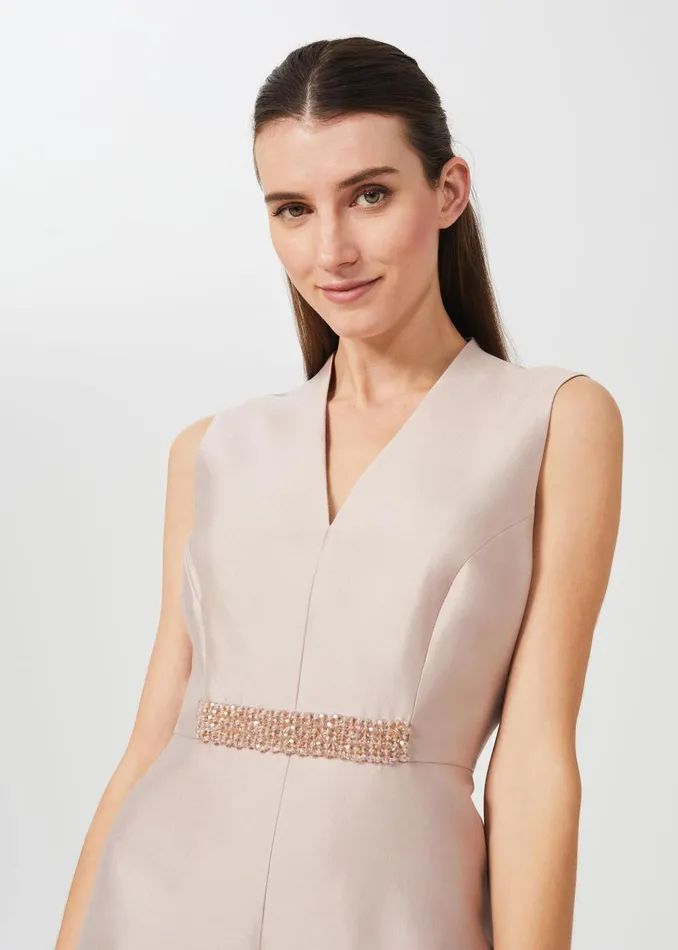Womens Alberta Silk Wool Beaded Dress Oyster Hobbs Dresses Casaul