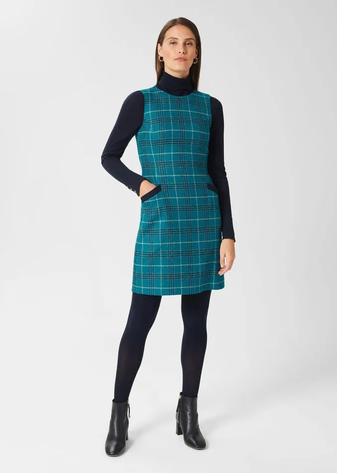 Womens Amaris Aline Wool Dress Green Multi Hobbs Dresses Casaul
