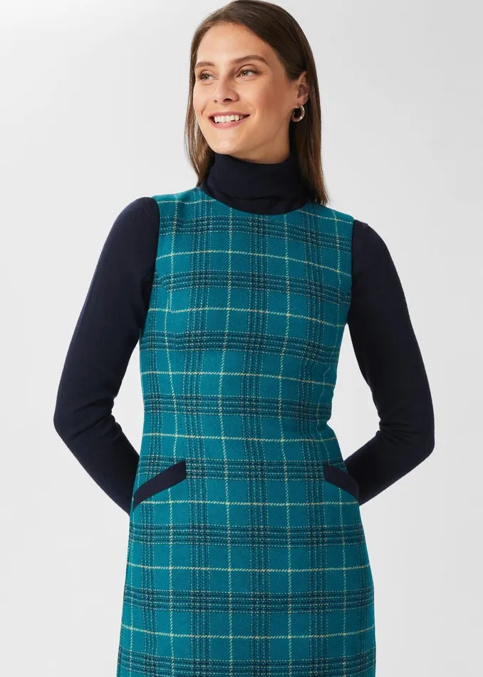 Womens Amaris Aline Wool Dress Green Multi Hobbs Dresses Casaul