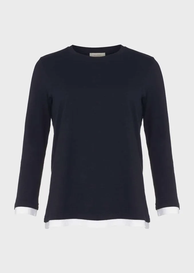 Womens Amelie Cotton TShirt Navy Ivory Hobbs Tops Casaul
