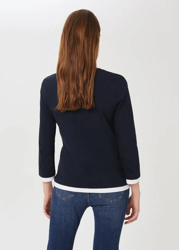 Womens Amelie Cotton TShirt Navy Ivory Hobbs Tops Casaul