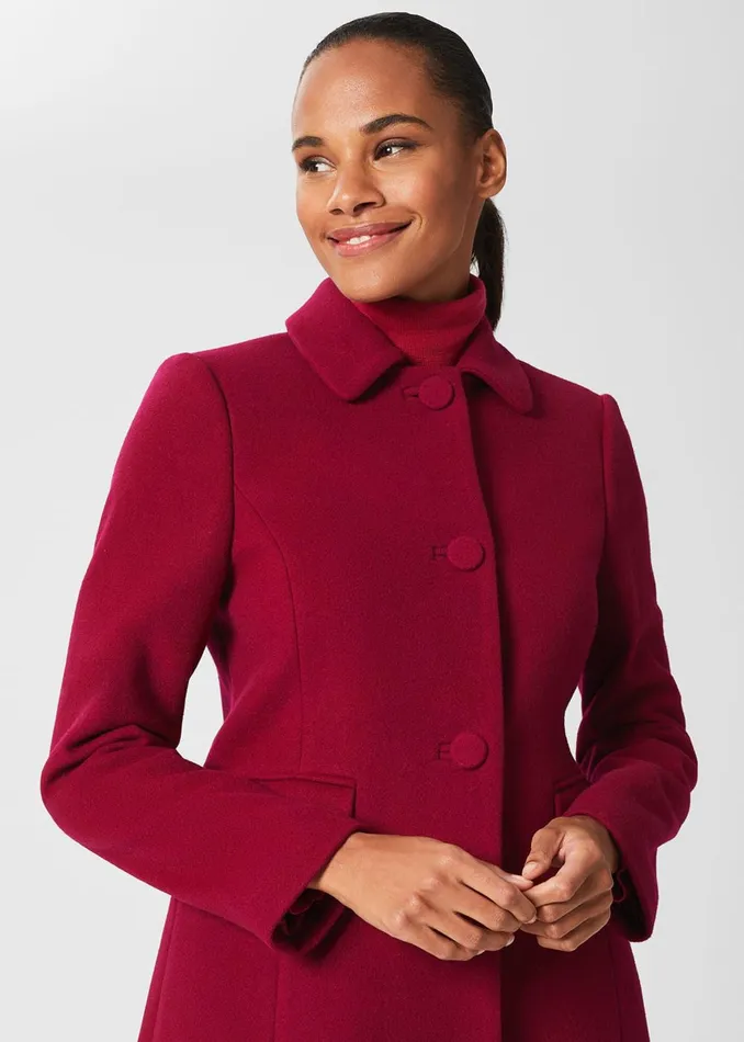 Womens Anita Wool Blend A Line Coat Dark Raspberry Hobbs Coats and Jackets Gift 4 You