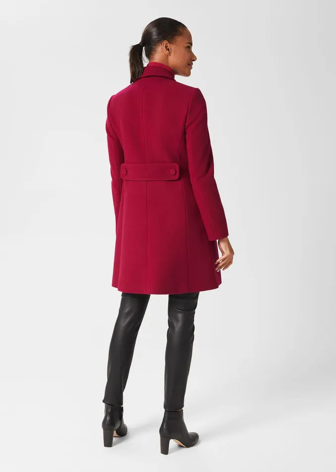 Womens Anita Wool Blend A Line Coat Dark Raspberry Hobbs Coats and Jackets Gift 4 You