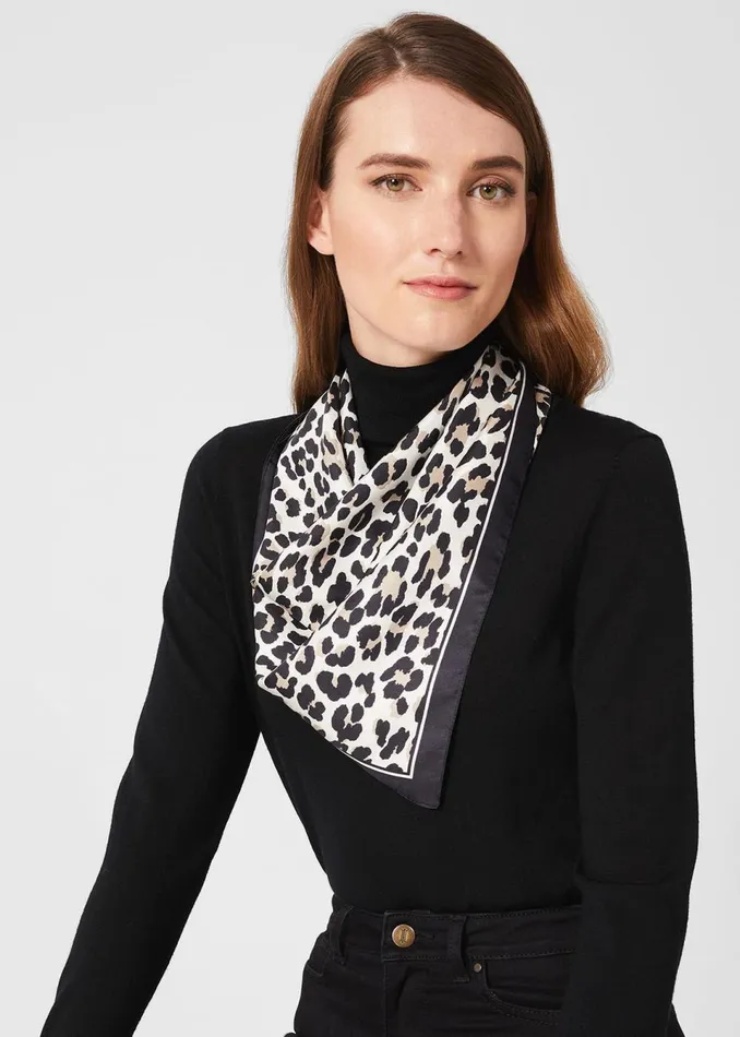 Womens Annabelle Silk Scarf Snow Leopard Hobbs Scarves Gift Ideas