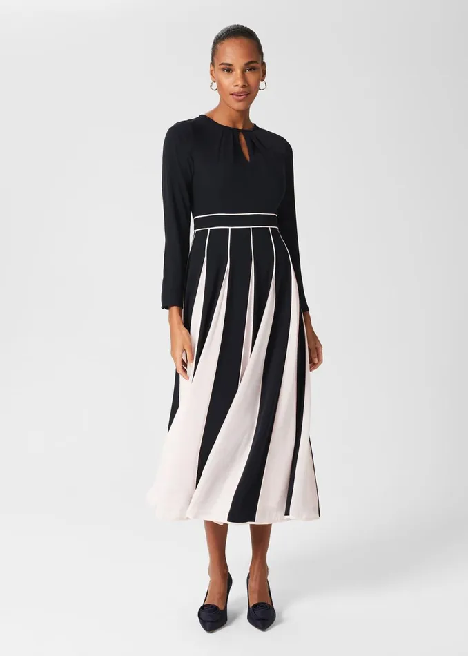 Womens Arielle Fit And Flare Midi Dress Navy Pink Hobbs Dresses Cheap On Sale Womens Arielle Fit And Flare Midi Dress Navy Pink Hobbs Dresses Cheap On Sale