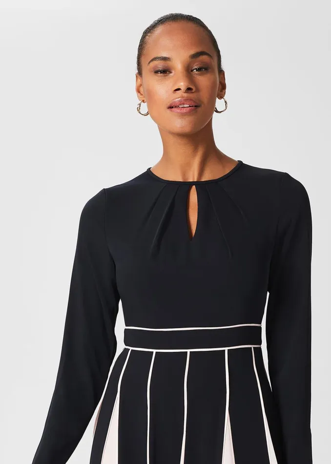 Womens Arielle Fit And Flare Midi Dress Navy Pink Hobbs Dresses Cheap On Sale