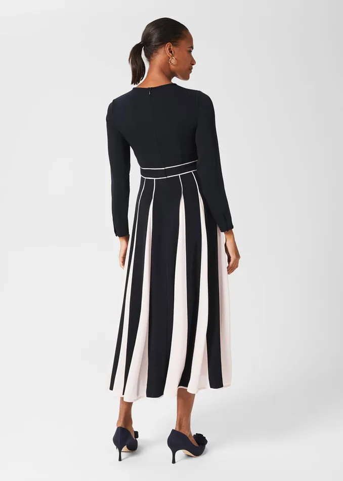 Womens Arielle Fit And Flare Midi Dress Navy Pink Hobbs Dresses Cheap On Sale