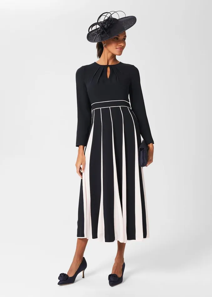 Womens Arielle Fit And Flare Midi Dress Navy Pink Hobbs Dresses Cheap On Sale