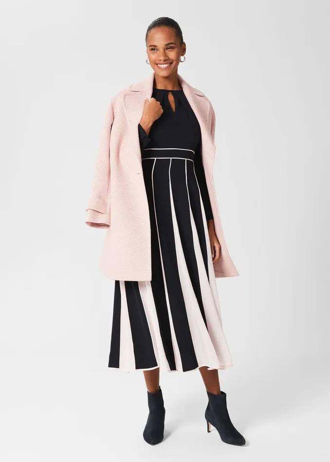 Womens Arielle Fit And Flare Midi Dress Navy Pink Hobbs Dresses Cheap On Sale