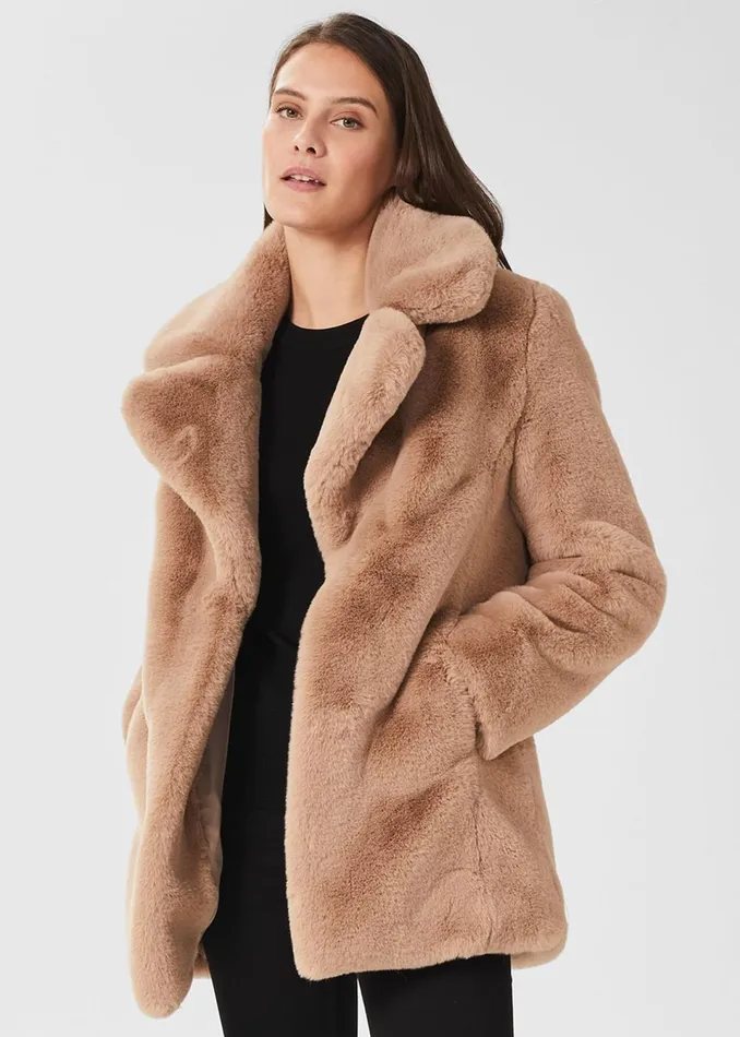 Womens Bethany Faux Fur Coat Neutral Hobbs Coats and Jackets Gift Ideas