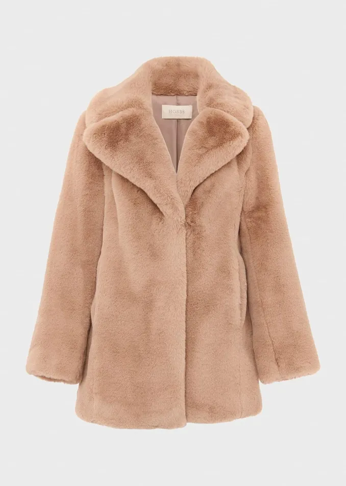 Womens Bethany Faux Fur Coat Neutral Hobbs Coats and Jackets Gift Ideas