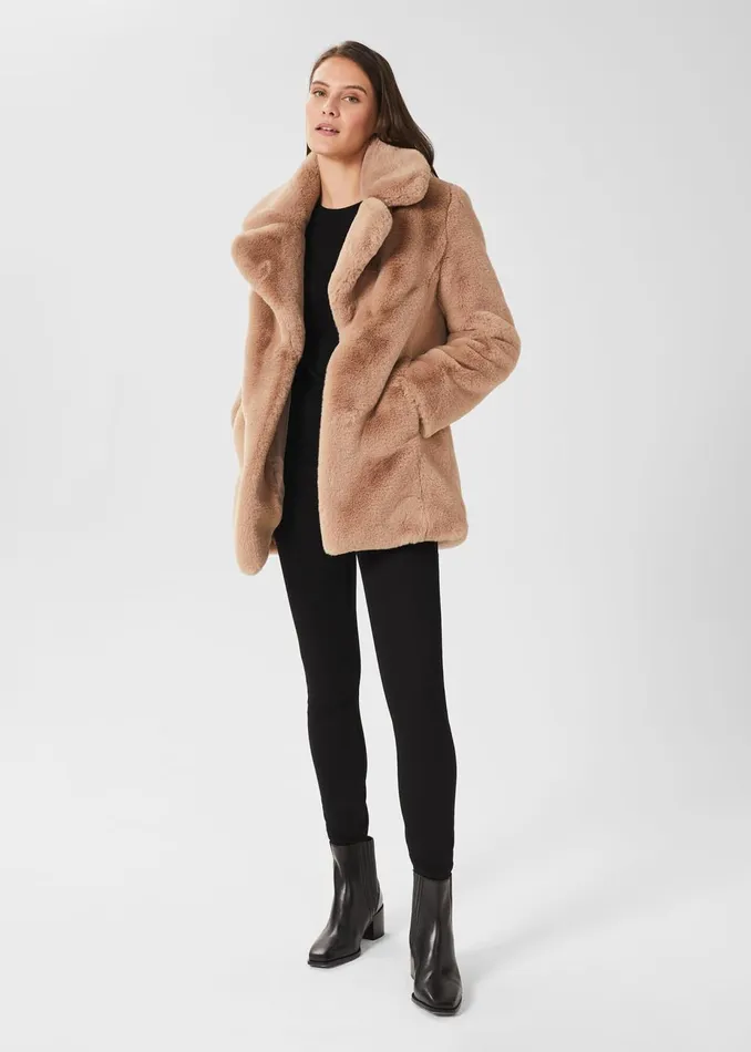 Womens Bethany Faux Fur Coat Neutral Hobbs Coats and Jackets Gift Ideas