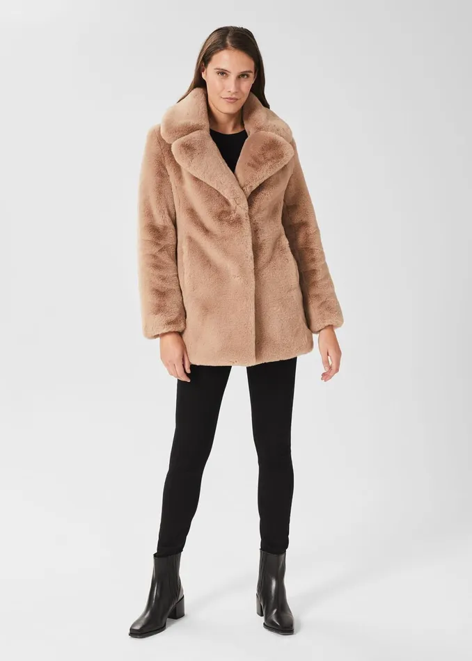 Womens Bethany Faux Fur Coat Neutral Hobbs Coats and Jackets Gift Ideas