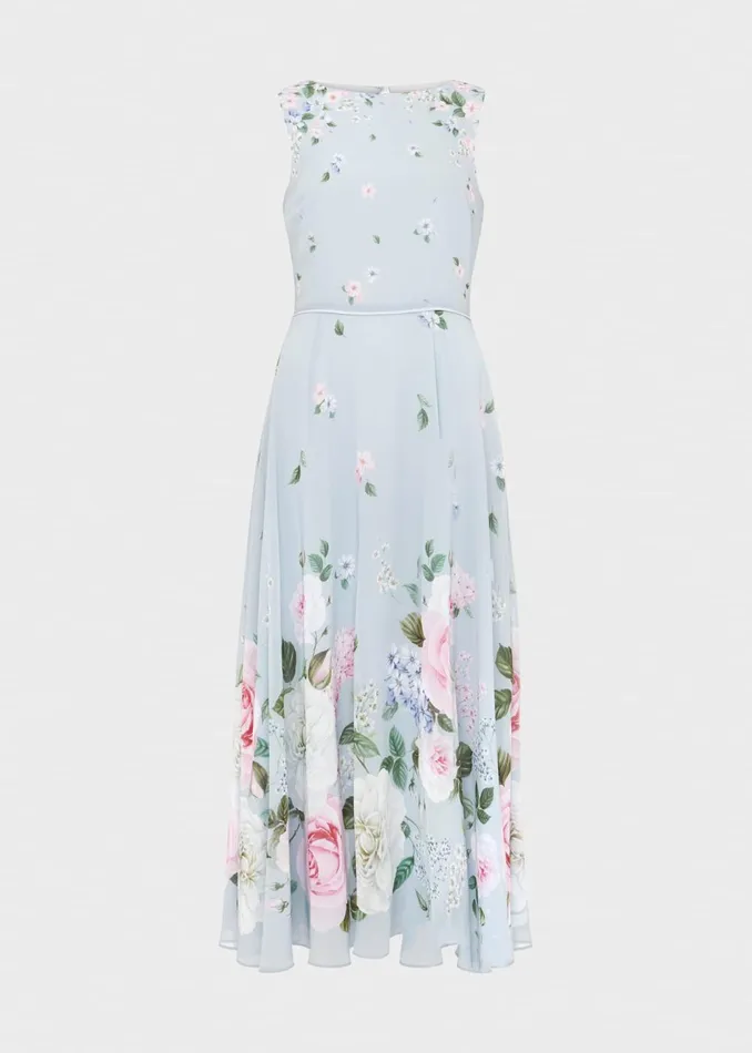 Womens Carly Floral Midi Dress Blue Multi Hobbs Dresses Gift Ideas