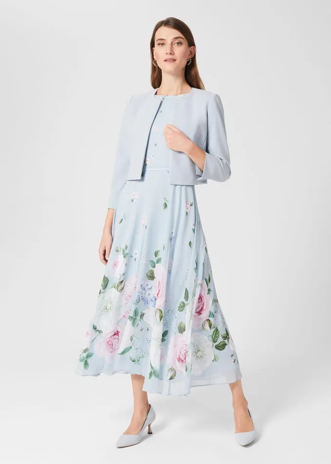 Womens Carly Floral Midi Dress Blue Multi Hobbs Dresses Gift Ideas