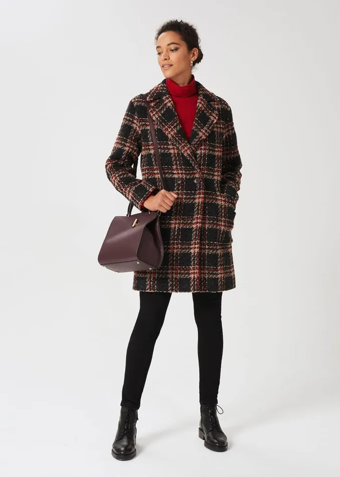 Womens Carmina Check Coat With Wool Grey Multi Hobbs Coats and Jackets Popular Womens Carmina Check Coat With Wool Grey Multi Hobbs Coats and Jackets Popular