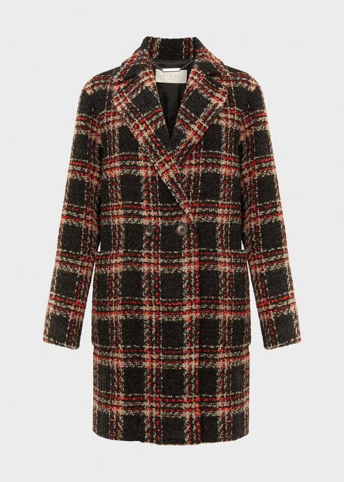 Womens Carmina Check Coat With Wool Grey Multi Hobbs Coats and Jackets Popular