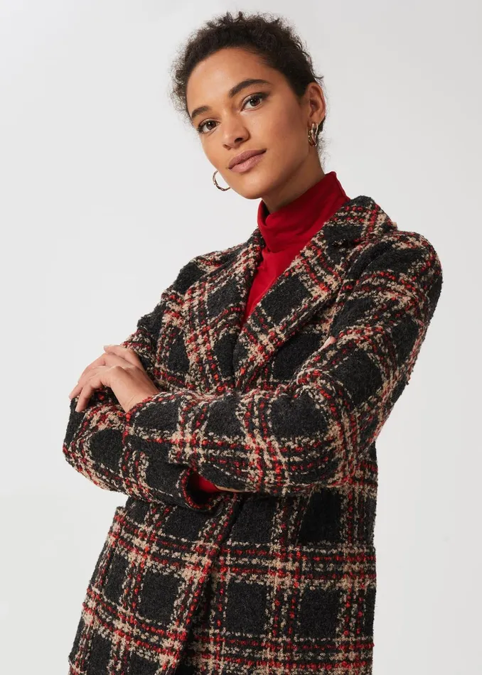 Womens Carmina Check Coat With Wool Grey Multi Hobbs Coats and Jackets Popular