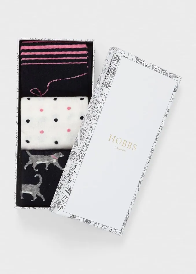 Womens Cat Sock Set Pink Multi Hobbs Socks and Tights Near Me