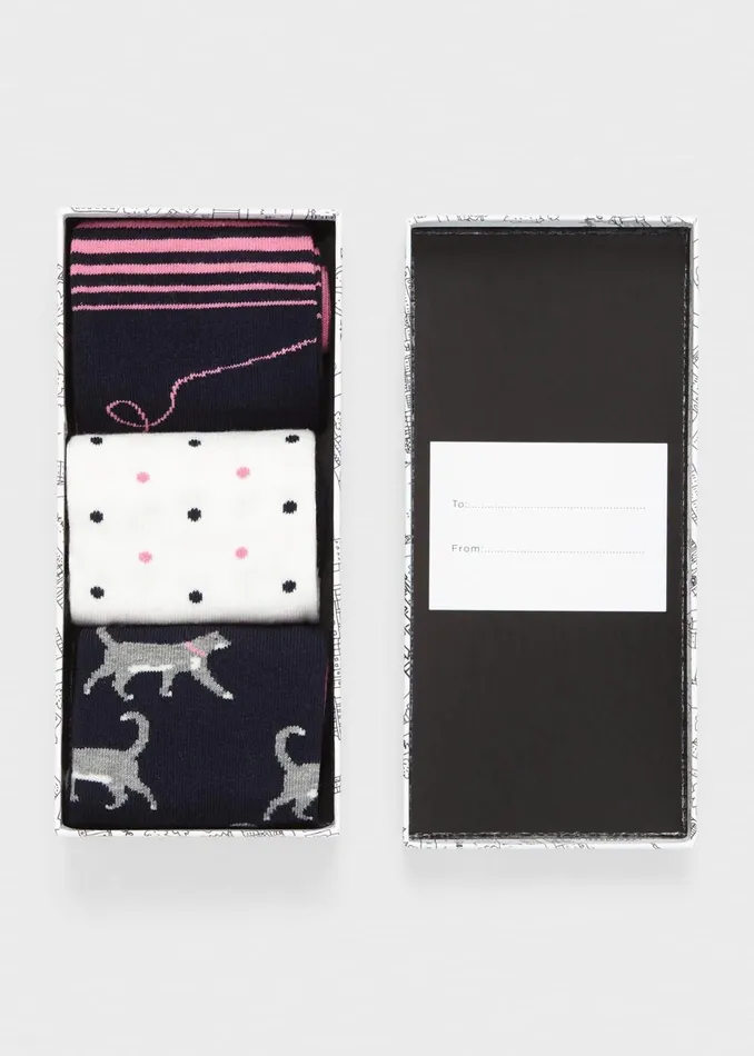 Womens Cat Sock Set Pink Multi Hobbs Socks and Tights Near Me
