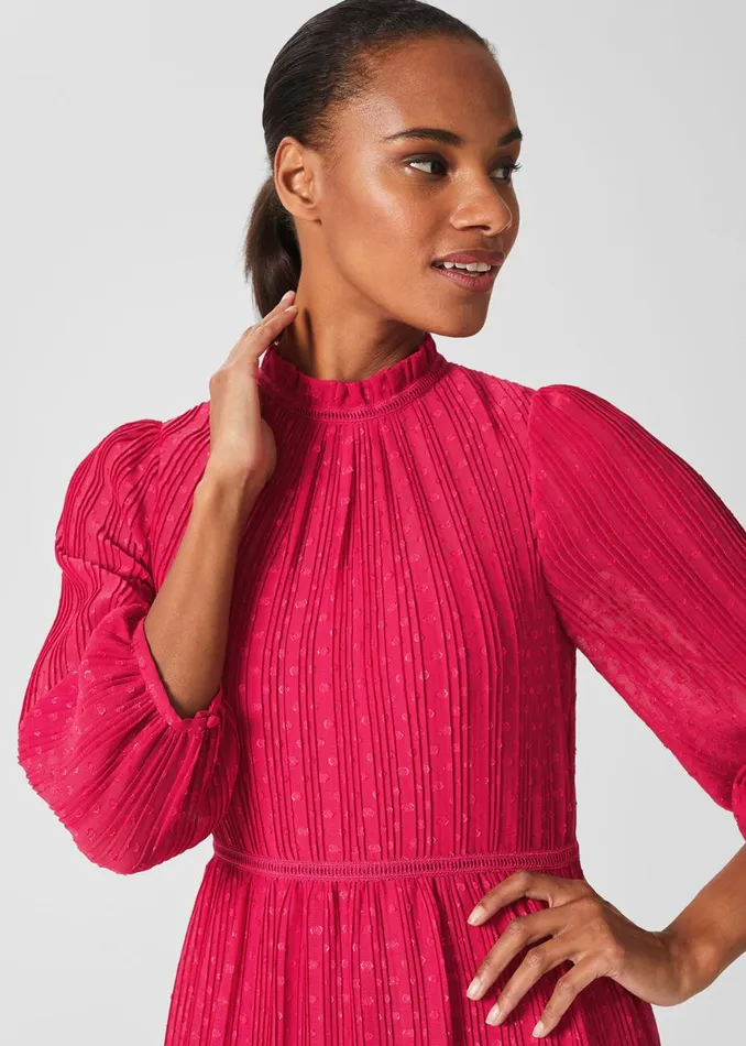 Womens Colette Tiered Fit And Flare Dress Cerise Pink Hobbs Dresses Popular