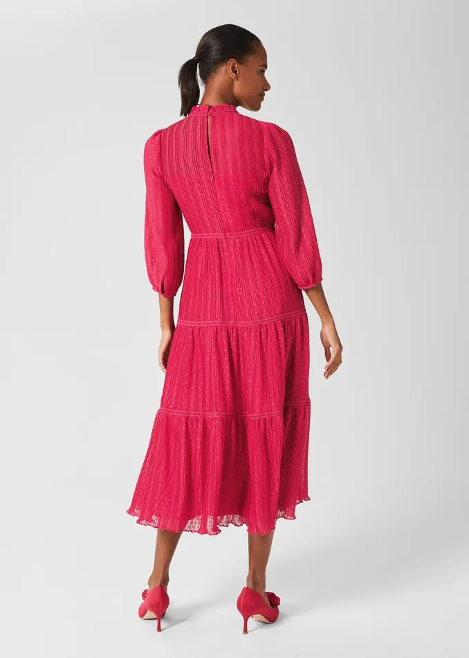 Womens Colette Tiered Fit And Flare Dress Cerise Pink Hobbs Dresses Popular
