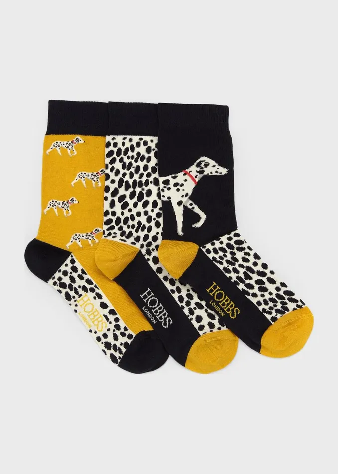 Womens Dalmation Sock Set Navy Ochre Hobbs Socks and Tights Gift Ideas