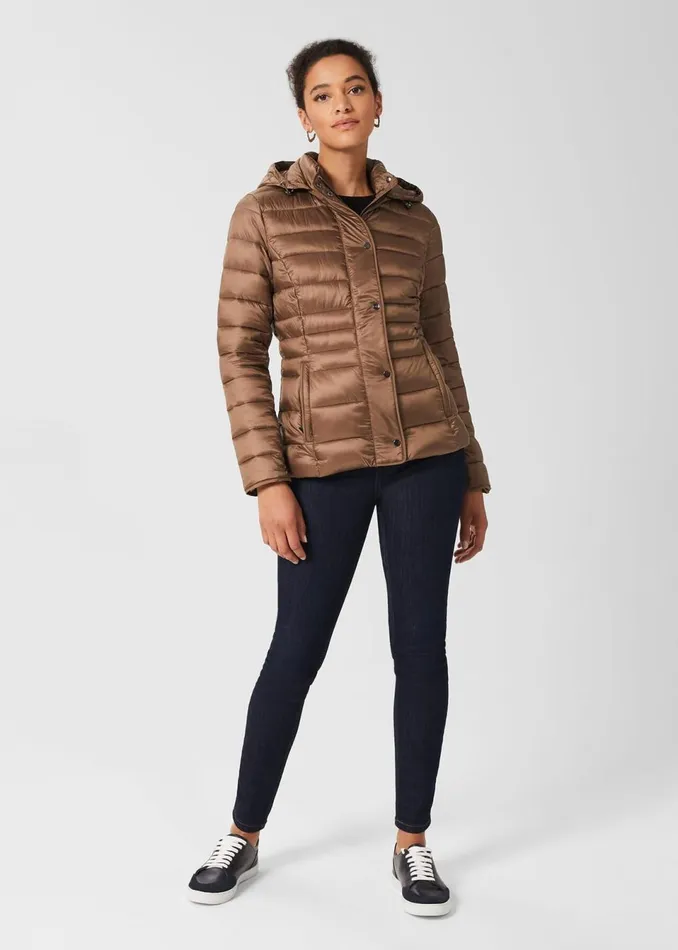 Womens Danika Short Puffer Jacket With Hood Camel Hobbs Coats and Jackets Gift 4 You