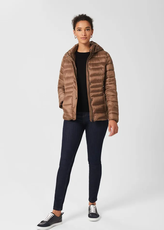 Womens Danika Short Puffer Jacket With Hood Camel Hobbs Coats and Jackets Gift 4 You