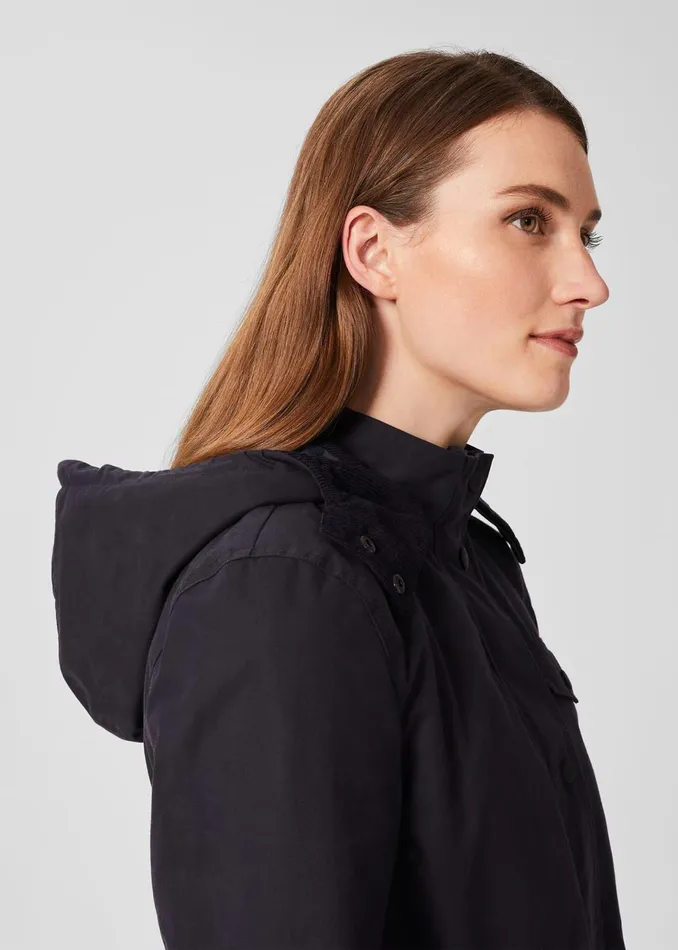 Womens Dannie Waxed Cotton Coat Navy Hobbs Coats and Jackets Cheap On Sale