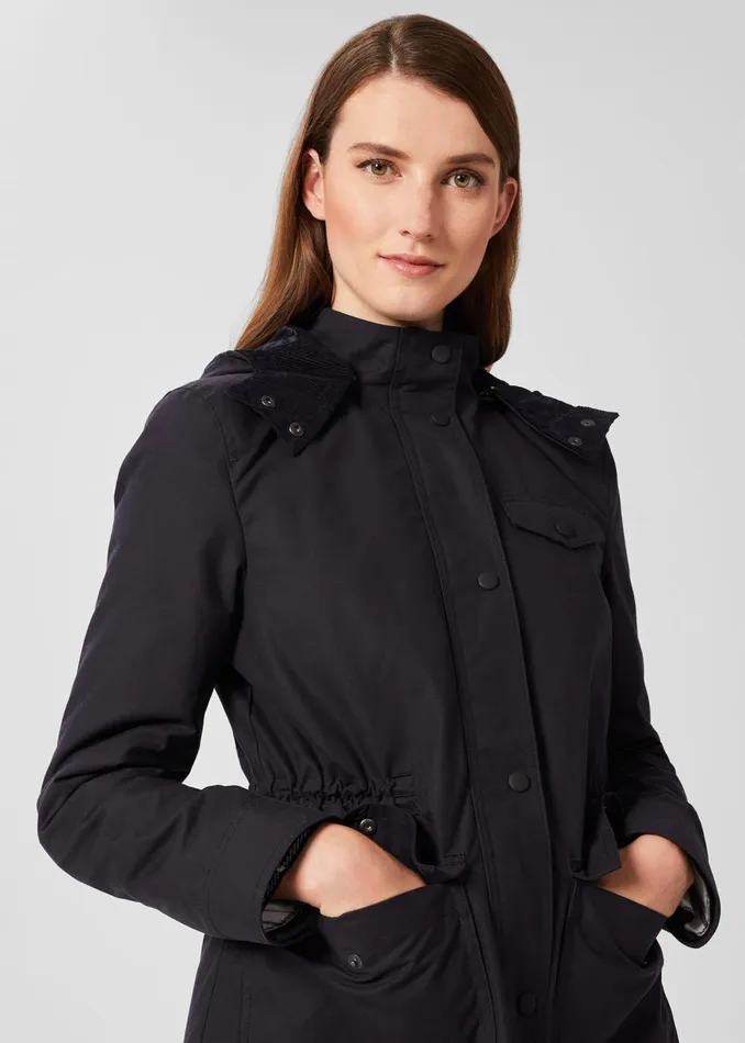Womens Dannie Waxed Cotton Coat Navy Hobbs Coats and Jackets Cheap On Sale