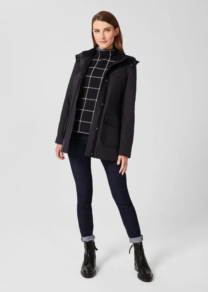 Womens Dannie Waxed Cotton Coat Navy Hobbs Coats and Jackets Cheap On Sale