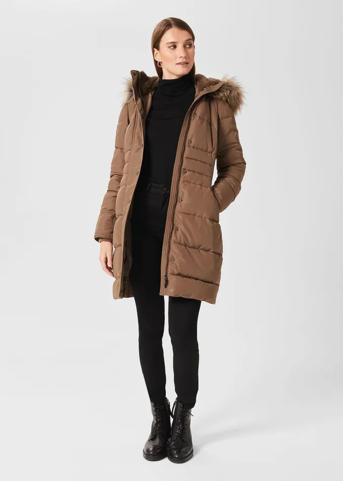 Womens Dita Puffer Jacket With Hood Camel Hobbs Coats and Jackets For Sale